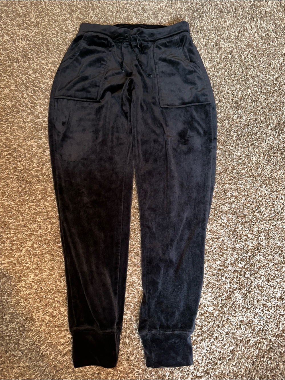 Women’s black velvet joggers